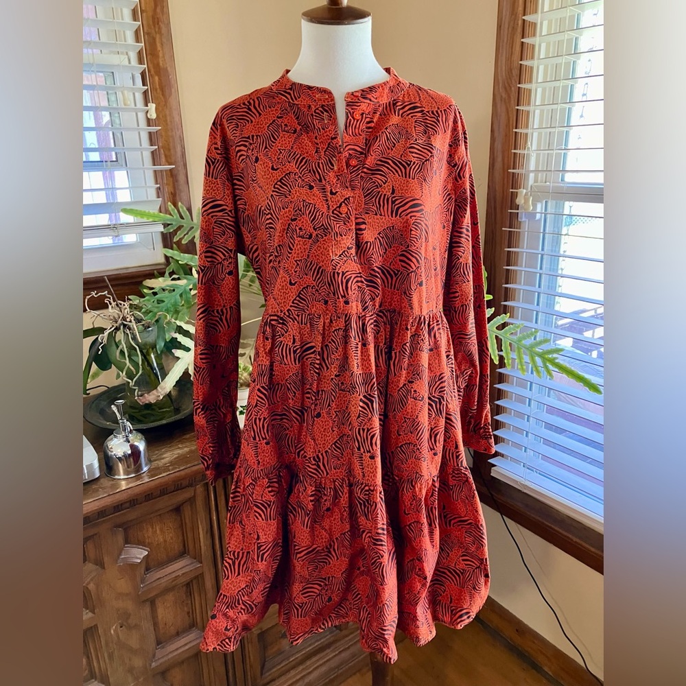 J. Crew Factory Cerise Overdyed Tiered Mini W’s Medium